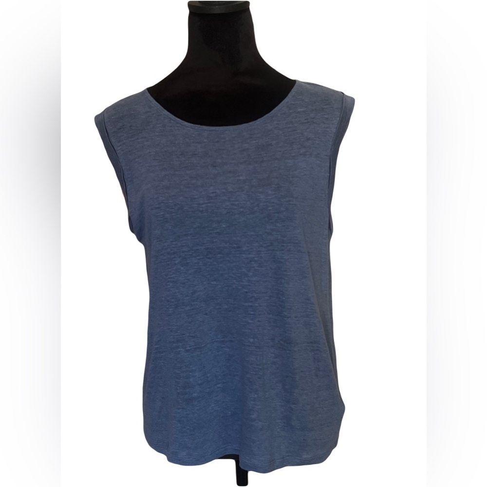 Nicole Miller Blue Linen Sleeveless Top